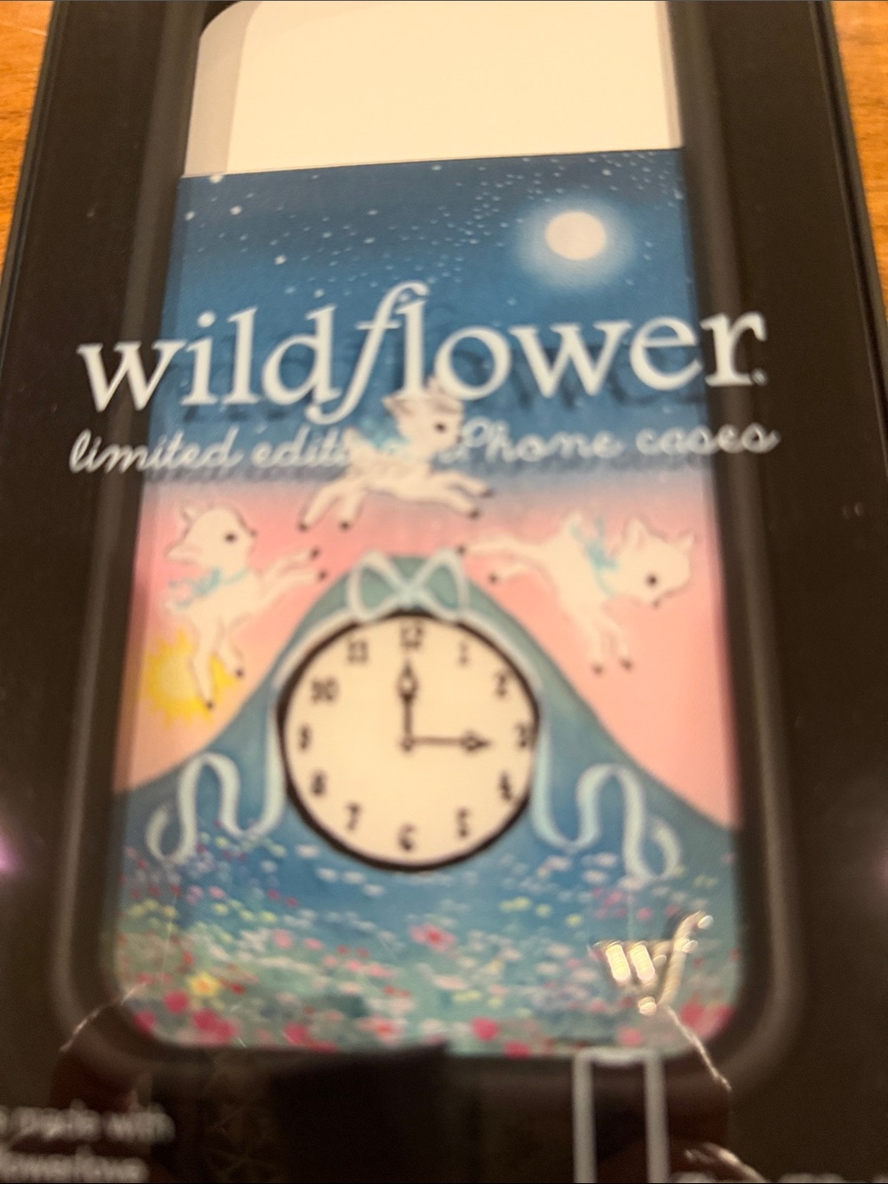 Wildflower iPhone 17 Pro Max Case - Blue & Pink Clock and Floral Design - Picture 2 of 7